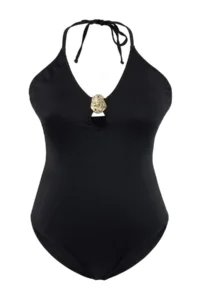 Trendyol Curve Black Sea Shell with accessories Plus Size Swimsuit - Image 4