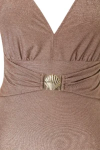 Trendyol Curve Brown Simli with accessories Deep V-neck Plus Size Swimsuit - Image 6