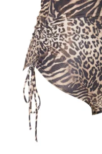 Trendyol Curve Leopard Patterned Shirred Sides V-neck Plus Size Swimsuit - Image 5