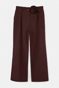 Trendyol Curve Brown Rose Accessory Detailed Weaving Plus Size Pants - Image 3