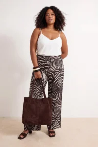 Trendyol Curve Multicolored Zebra Patterned Tulle Rahat Knitting Plus Size Pants - Image 2
