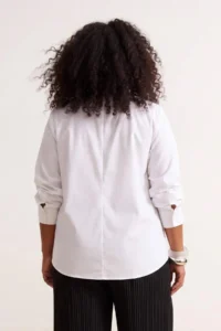 Trendyol Curve WHITE Balloon Sleeve Detailed Waist Fitting Asymmetric Fitted Shirt - Image 3