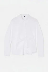 Trendyol Curve WHITE Balloon Sleeve Detailed Waist Fitting Asymmetric Fitted Shirt - Image 4