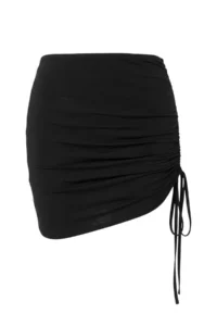 Trendyol Curve beachwear Black Side Shirred Knitting Plus Size Beach Skirt - Image 4