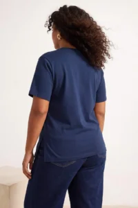 Trendyol Curve Black-WHITE-Navy Blue 3 Sets Paket Oversized Basic Plus Size T-Shirt - Image 3