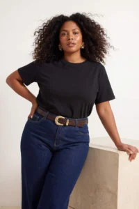 Trendyol Curve Black-WHITE-Navy Blue 3 Sets Paket Oversized Basic Plus Size T-Shirt - Image 4