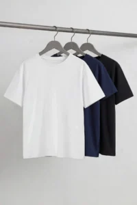 Trendyol Curve Black-WHITE-Navy Blue 3 Sets Paket Oversized Basic Plus Size T-Shirt - Image 8