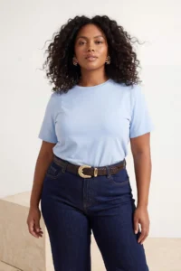 Trendyol Curve Brown-WHITE-Blue 3 Sets Paket Oversized Basic Plus Size T-Shirt - Image 4
