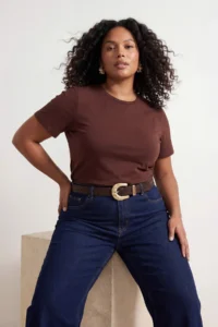 Trendyol Curve Brown-WHITE-Blue 3 Sets Paket Oversized Basic Plus Size T-Shirt - Image 6