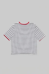 Trendyol Curve Black-WHITE Fish Embroidered Striped Kontrast Yaka Detailed Knitting Plus Size T-Shirt - Image 5