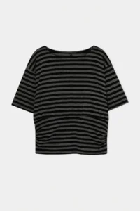 Trendyol Curve Anthracite-Black Striped Boat Neck Knitting Plus Size Blouse - Image 4