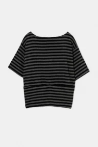 Trendyol Curve Anthracite-Black Striped Boat Neck Knitting Plus Size Blouse - Image 6