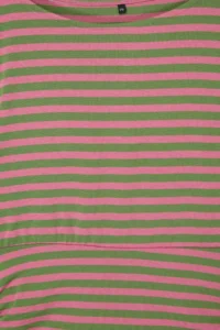 Trendyol Curve Pink-Green Striped Boat Neck Knitting Plus Size Blouse - Image 5