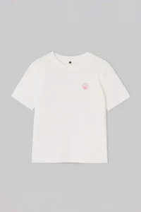 Trendyol Curve Ecru Embroidered Regular/Normal Pattern Short Sleeve 100% Cotton Knitting Plus Size T-Shirt - Image 4