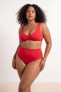Trendyol Curve Red High Waist with accessories Plus Size Bikini Bottom - Image 2