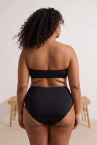Trendyol Curve Black Floral High Waist Plus Size Bikini Bottom - Image 4