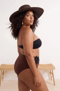 Trendyol Curve Brown Floral High Waist Plus Size Bikini Bottom - Image 3