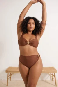 Trendyol Curve Brown Güneş with accessories High Waist Bikini Bottom