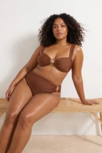 Trendyol Curve Brown Güneş with accessories High Waist Bikini Bottom - Image 2