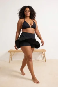 Trendyol Curve Black Inside OF shorts with pocket Skirted Plus Size Bikini Bottom - Image 2