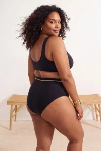Trendyol Curve Black High Waist Gold Belt Detailed Plus Size Bikini Bottom - Image 3