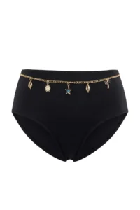 Trendyol Curve Black High Waist Gold Belt Detailed Plus Size Bikini Bottom - Image 4