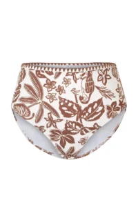 Trendyol Curve Brown Tropical Patterned Embroidered High Waist Plus Size Bikini Bottom - Image 4