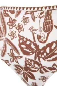 Trendyol Curve Brown Tropical Patterned Embroidered High Waist Plus Size Bikini Bottom - Image 5