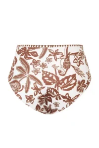 Trendyol Curve Brown Tropical Patterned Embroidered High Waist Plus Size Bikini Bottom - Image 6