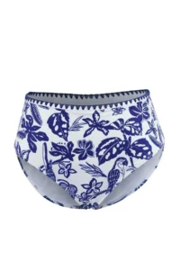 Trendyol Curve Mavi Tropical Patterned Embroidered High Waist Plus Size Bikini Bottom - Image 4