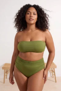 Trendyol Curve Oil Green Chlora&Water Resistant LONG Lasting LYCRA® XTRA LIFE Plus Size Bikini Bottom - Image 2