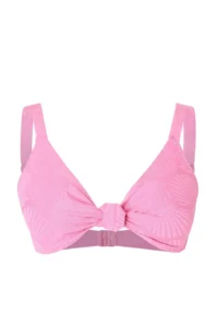 Trendyol Curve Pink Seashell textured Material Deep V Plus Size Bikini Top - Image 4