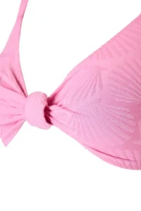 Trendyol Curve Pink Seashell textured Material Deep V Plus Size Bikini Top - Image 6