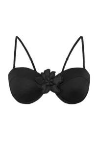 Trendyol Curve Black Çiçek with accessories Removable Sleeveless Plus Size Bikini Top - Image 4