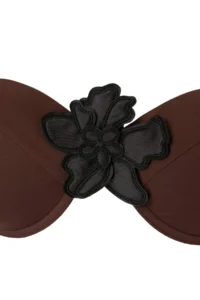 Trendyol Curve Brown Flower with accessories On and Off Sleeveless Plus Size Bikini Top - Image 5