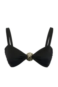 Trendyol Curve Black Thick Sleeveless Gold with accessories Plus Size Bikini Top - Image 4