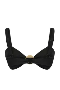 Trendyol Curve Black Thick Sleeveless Gold with accessories Plus Size Bikini Top - Image 6