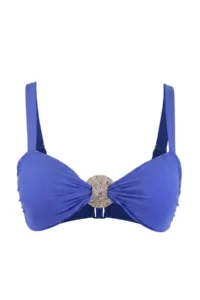 Trendyol Curve Saks Blue Thick Sleeveless Gold with accessories Plus Size Bikini Top - Image 5