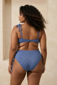 Trendyol Curve Batmayan Simli Indigo tied up Plus Size Bikini Top - Image 3