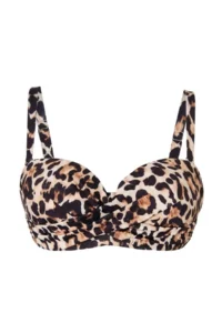 Trendyol Curve Leopard Patterned Strapless Covered Cross Detailed Plus Size Bikini Top - Image 4