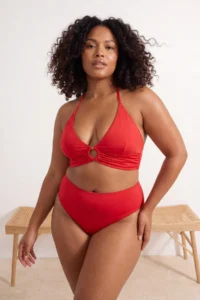 Trendyol Curve Red Back Binding Detailed Plus Size Bikini Top - Image 2