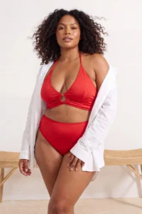 Trendyol Curve Red Back Binding Detailed Plus Size Bikini Top - Image 3