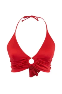 Trendyol Curve Red Back Binding Detailed Plus Size Bikini Top - Image 4