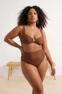 Trendyol Curve Brown Güneş with accessories Thick Sleeveless Bikini Top - Image 3