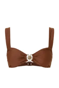 Trendyol Curve Brown Güneş with accessories Thick Sleeveless Bikini Top - Image 5