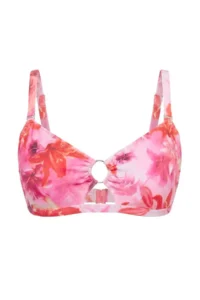Trendyol Curve Pink flower patterned Pencere Detailed Plus Size Bikini Top - Image 4