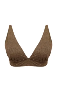 Trendyol Curve Mink Batmayan Simli Kalite V-neck Plus Size Bikini Top - Image 4