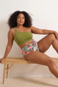 Trendyol Curve Oil Green Chlora&Water Resistant LONG Lasting LYCRA® XTRA LIFE Plus Size Bikini Top