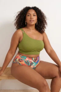 Trendyol Curve Oil Green Chlora&Water Resistant LONG Lasting LYCRA® XTRA LIFE Plus Size Bikini Top - Image 2
