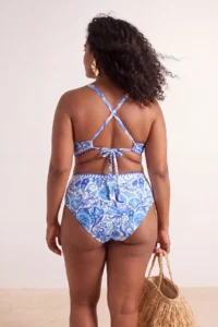 Trendyol Curve Ethnic Patterned Cross Tied up Embroidery Detailed Plus Size Bikini Top - Image 3